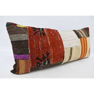 Almohada de lana a rayas rojas antiguas, cojín con patrón cuadrado Vintage de 16x36 pulgadas, cojín decorativo portátil suave para uso en sofá de dormitorio - Product Image 3