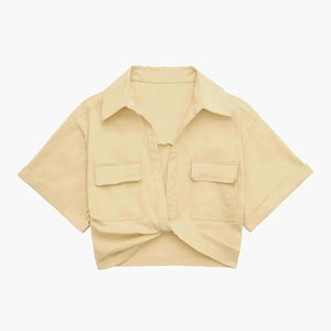 Top corto sexy informal para mujer, blusas de gimnasio de algodón sólido con mangas cortas sueltas para ejercicio de primavera, camiseta sin mangas para mujer - Product Image 3