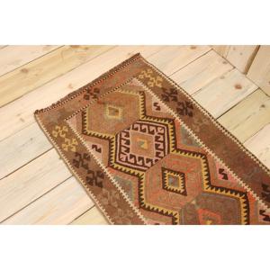 พรมวินเทจสไตล์ตุรกี ขนาด 1.9x3.6 ฟุต ลายต้นไม้และพืชสีน้ำตาลขนาดเล็ก - Product Image 4