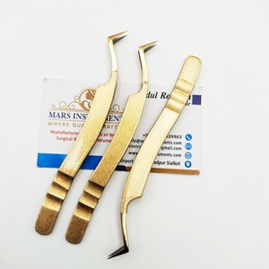 Or métallique pointe pointue incurvée en acier inoxydable antistatique précision Extensions de cils durables pince à épiler de haute qualité - Product Image 6