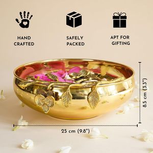 Bol en plumes de paon métalliques polies élégantes avec un design moderne pour la décoration de la maison et les fêtes 100% naturel - Product Image 3