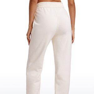 Haute qualité femmes 100% coton polaire mi plat pantalons de survêtement Streetwear cordon pantalon personnalisé Logo impression respirant OEM - Product Image 5