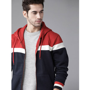 Sudadera con capucha para hombre, con paneles de color en contraste, 100% algodón, con cremallera, logotipo personalizado, OEM, estilo urbano, para invierno, al por mayor - Product Image 1