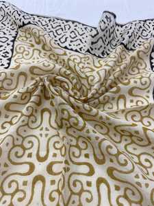Organic Cotton Handmade Block Print <b>Bandana</b> Scarf Cream Pumpkin Steel - Product Image 6