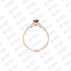 0.70 TCW rond brillant coupe Solitaire Moissanite bague pour femmes Accents pour anniversaire amour cadeau d'anniversaire - Product Image 3