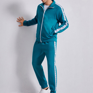 Ropa deportiva personalizada Mid Spliced Jogging Printing 100% poliéster Zip UP Casual Men Track Suits Gym Training Chándal Sets - Product Image 1