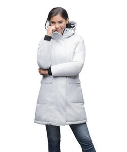 Parka matelassée en tricot Merideth à capuche et veste d'hiver en peluche pour femme gris clair de qualité supérieure - Product Image 6