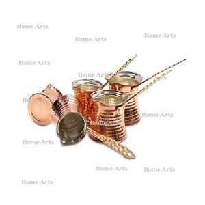 Ensemble de 4 théières en cuivre de qualité supérieure, taille personnalisée, théière et cafetière avec poignées en bois pour une utilisation en cuisine - Product Image 4