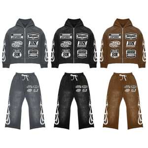 Vente en gros de survêtements pour hommes avec fermeture éclair personnalisés, ensemble de jogging avec logo imprimé sérigraphié, ensemble de survêtements de gym, ensemble de survêtements de mode unisexe - Product Image 1