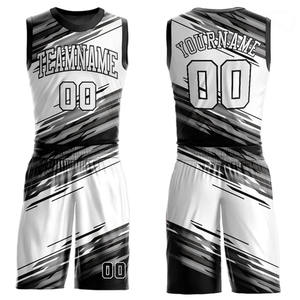 Conjunto de ropa deportiva transpirable de secado rápido de uniforme de baloncesto de diseño único Blanco/negro - Product Image 1
