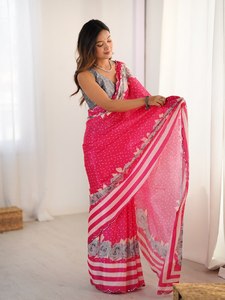 Sari de Diseño Tradicional Indio de Bollywood, de Chinnon Pesado, de Secado Rápido, para Todas las Temporadas, para Bodas y Fiestas Étnicas - Product Image 5
