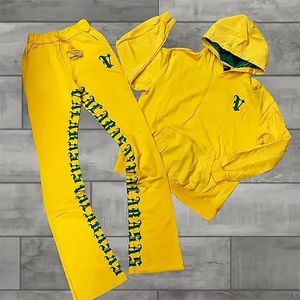 Conjuntos de Pantalones Deportivos Unisex con Logotipo Personalizado al por Mayor, 100% Algodón, Chándales Apilados, Pantalones Deportivos Acampanados con Bordado - Product Image 2