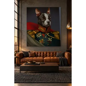 Fida Boston Terrier en uniforme de général décoré de médailles, impression sur toile - Product Image 3