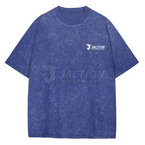 T-shirt lavé à l'acide de couleur unie pour adulte coupe ample imprimé 100% coton vêtements d'été T-shirt à manches courtes pour hommes - Product Image 5
