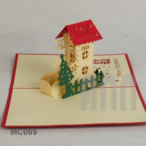 Tarjetas de felicitación de papel 3D cortadas con láser personalizadas, zapatos de Navidad y casa para invitación el día de Navidad hechas en Vietnam - Product Image 1