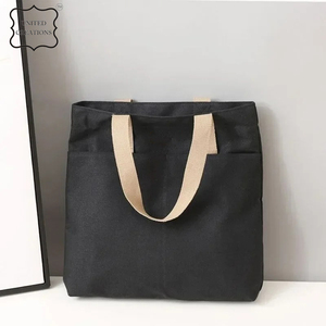 Bolso Tote de lona de algodón con bolsillo y cremallera, Bolso Tote para mujer, bolso de hombro orgánico a la moda, envío personalizado - Product Image 6
