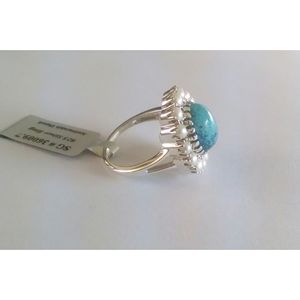 Handmade Natural Turquoise <b>Ring</b> for Women <b>925</b> Sterling <b>Silver</b> Dainty Hip-Hop Style Bezel Setting Shah Gems for Everyday Wear - Product Image 2