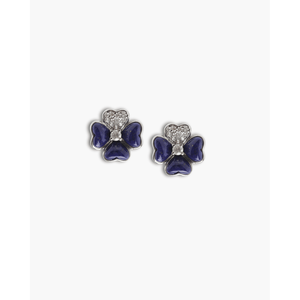 Boucles d'oreilles vintage en or 14 carats avec diamants en forme de trèfle à quatre feuilles - Product Image 1