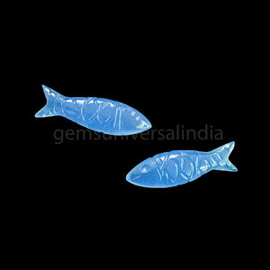 Cuentas de piedras preciosas sueltas talladas de pez Calcedonia azul Natural para fabricación de joyas 8x25mm Calcedonia piedra pez tallado figuritas encanto - Product Image 2