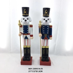 Sculpture de Noël Festive de <span class=keywords><strong>Casse</strong></span>-Noisette Soldat Grand Chien Rouge Vintage en Polyrésine de 81 cm - Product Image 2