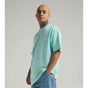 Camiseta de ropa de calle de algodón en blanco, camiseta de gran tamaño con hombros caídos, camiseta de calle de gran tamaño de punto con textura sólida - Product Image 4