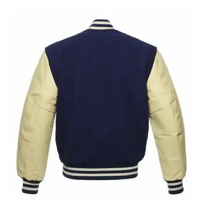Wholesale Custom Embroidery <b>Genuine</b> Sheep <b>Leather</b> High Street Stand Collar Printed Varsity <b>Jacket</b> for Men Winter Baseball <b>Jacket</b> - Product Image 4
