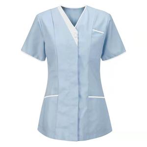 Profesional nueva mezcla de algodón y poliéster de manga corta para mujer cuello en Y Scrub Hospital médico traje de enfermería uniformes OEM - Product Image 3