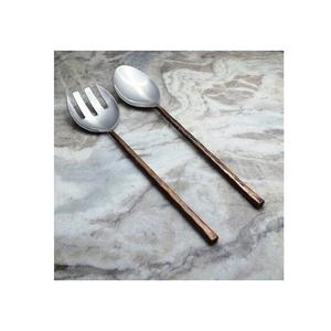 Ensembles de couverts de luxe en laiton et acier inoxydable avec conception de feuille de bétel à vendre ensemble de service à salade Offre Spéciale de 2 cuillère et fourchette - Product Image 5