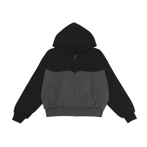 Sudaderas de diseño de marca Unisex de alta calidad con cremallera de gran tamaño Vintage Cut Sew Hoodies Custom Patchwork 3D bordado - Product Image 1