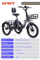 Tricycle électrique pliable à pneus larges de 20 pouces, 48V 350W, cadre en alliage d'aluminium avant et arrière avec assistance au pédalage