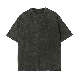 T-shirt oversize délavé vintage en gros pour hommes, style streetwear, coupe ample, lourd, délavé - Product Image 3