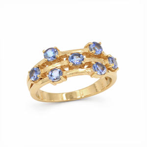 Anillo de Plata de Ley 925 con Tanzanita, Diseño de Universo de Estrella Azul de 7 Piedras, Anillo Moderno de Lujo de 3 Capas para Mujer - Product Image 1