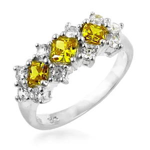 Anillo de Plata de Ley 925 con Zafiro Amarillo para Mujer - Product Image 3