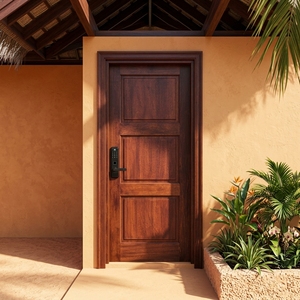 Porte en bois massif sur mesure, à une seule feuille, style japonais moderne, pour appartement, chambre, villa, entrée - Product Image 2