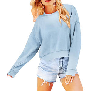 Sudadera Corta de Cuello Redondo para Mujer, 100% Algodón Grueso, Felpa, Bordado Frontal, Letras Impresas Personalizadas, Ropa de Calle de Invierno, Estilo Lujoso - Product Image 4