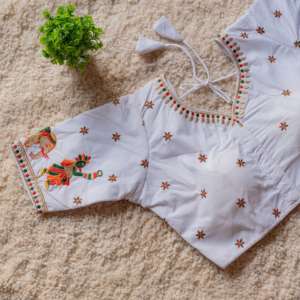 Baraat mariage Doli Readymade cousu belle broderie travail blouse demi-manches mariée fête vêtements soie Saree correspondant dori - Product Image 3