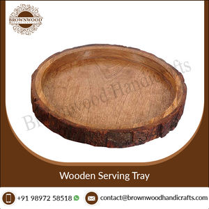 Offre Spéciale ensemble de plateaux de décoration au design personnalisé plateau de service en bois de haute qualité avec écorce de bois de manguier nourriture pour la maison 2 pièces ensemble de plateaux à café - Product Image 3