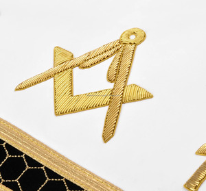 ผ้ากันเปื้อนพิธีกรรมเมสันแบบสั่งทำ OEM คุณภาพสูง พร้อมสายสะพายปักลาย ปลอกคอปักลาย ผู้จำหน่ายขายส่ง อุปกรณ์เสริมสำหรับพิธีการ - Product Image 6