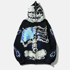 Sweat à capuche personnalisé avec impression en relief, fermeture éclair intégrale, design tendance, sweat à capuche surdimensionné pour un style décontracté ou streetwear, design tendance pour unisexe - Product Image 1