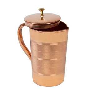 Silver Finished Toxin Free Solid <b>Copper</b> Water Jug Drinking Pitcher with Tumblers & Glasses Kitchen Metal Water Jug & <b>Utensils</b> - Product Image 5