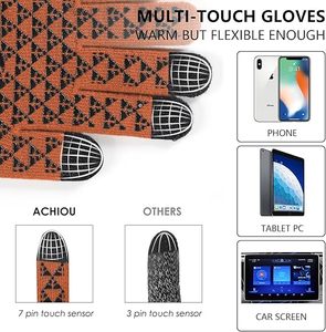 Gants tactiles chauds en tricot extensible, personnalisables avec votre propre logo, gants thermiques unisexes colorés en acrylique pour l'hiver - Product Image 3