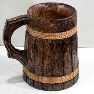 Tasse en bois biologique de couleur naturelle écologique de forme ronde personnalisée tasse à café de voyage avec poignée en bois Occasion de Noël - Product Image 1
