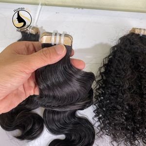 ที่มีคุณภาพสูงผู้ผลิตผมมนุษย์100% หนังกำพร้าชิดร่างกายคลื่นเทปในส่วนขยายของผมผู้จัดจำหน่ายผมบริสุทธิ์ - Product Image 3