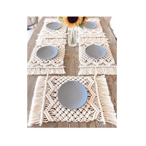 Trendy Hot Selling Handmade Cotton Macrame Potholder Fringe Macrame Candle Coaster Woven Placemat for Kitchenware - Product Image 2