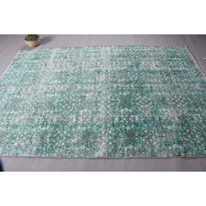 Grand tapis turc vintage 5,6x8,5 pieds, tapis en laine bleue - Product Image 4