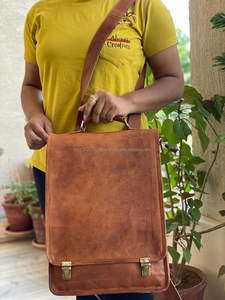 Mochila De cuero de cabra hecha a mano, dos en uno, Unisex, Vintage - Product Image 3