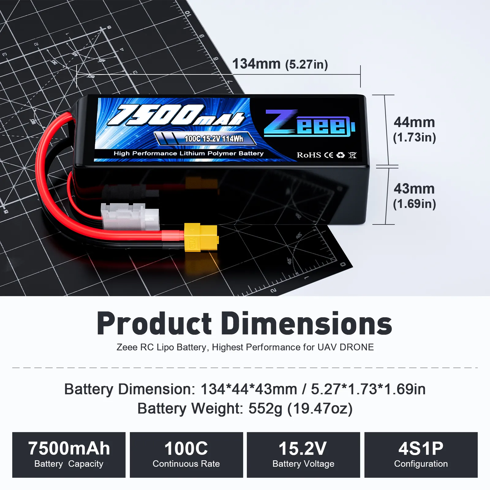 Zeee FPV Drone batería 22,8 V 6000/6500/7000/7500/8000/9000mAh 6S 100C LiHV batería para 7-8 pulgadas 400-450mm X8 10 pulgadas Xclass FPV