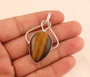 Elegante collar con colgante de ojo de tigre hecho a mano, joyería de piedras preciosas naturales de Plata de Ley 925, hermoso regalo para mujer - Product Image 6