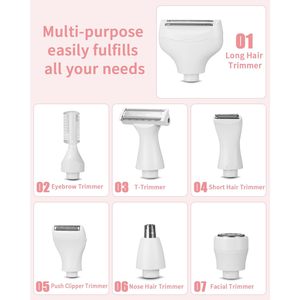 Ensemble de tondeuses à cheveux portables rechargeables par USB pour femmes, 7 en 1, étanches, pour le visage, le corps et le maillot - Product Image 4