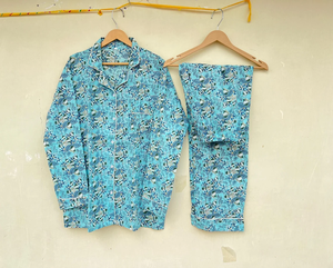 Conjunto de pijama indio Conjunto de ropa de fiesta de algodón Pantalón con camisa Ropa de mujer - Product Image 6